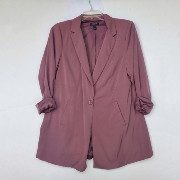 Torrid Blazer Single Button Waist w/ Pockets! Longline Style Mauve 1X - Picture 3 of 13